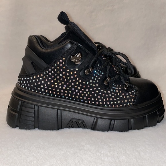 AWang X Dolls Kill Ultra Sparkly Black Platform Sneakers - NWT - Picture 9 of 10